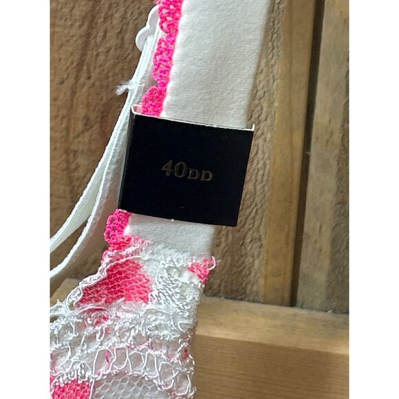 Victorias Secret Body Lined Perfect Coverage Bra 40DD White Pink Lace NWT - Picture 3 of 7